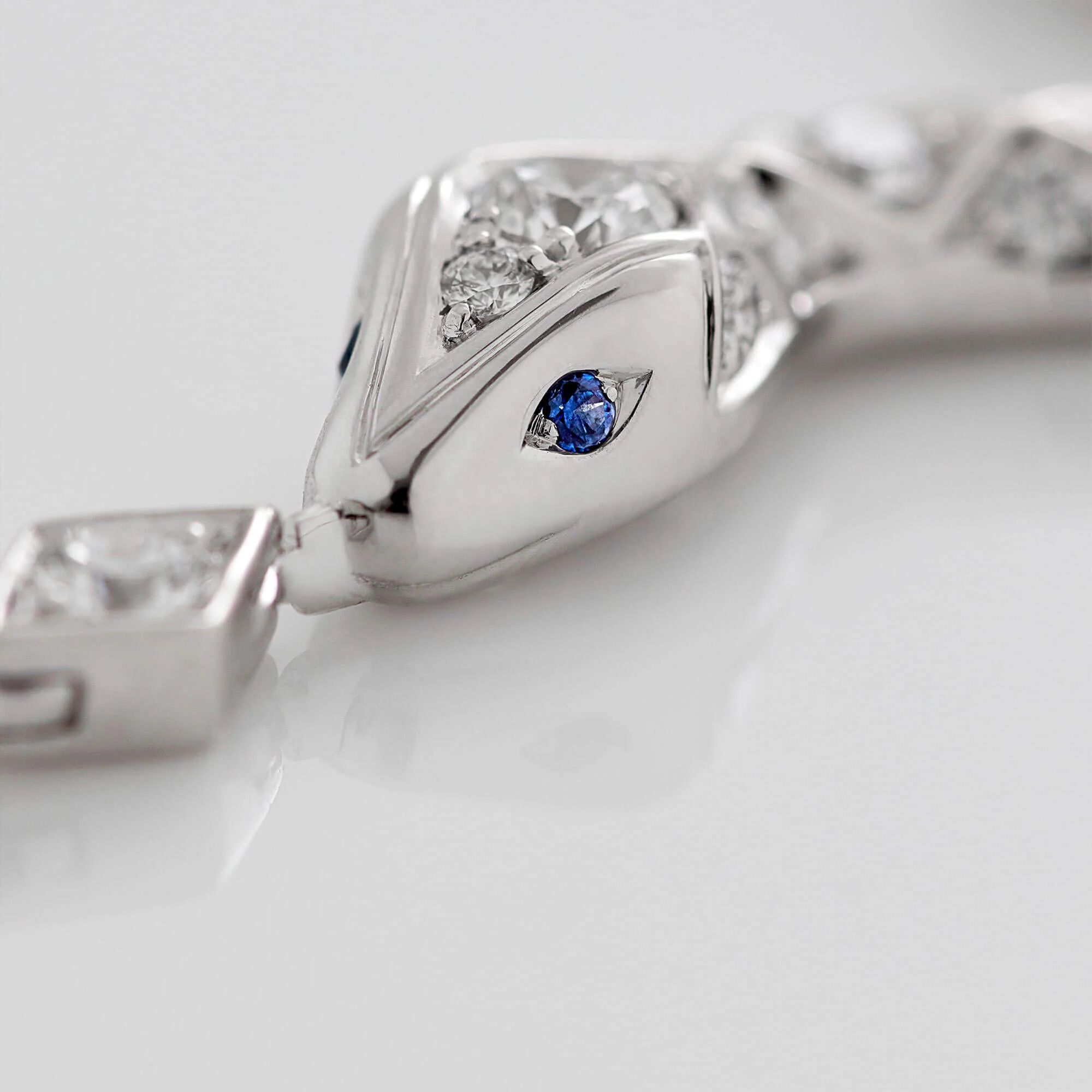 Enchanted Palace Serpent Diamond Necklace | In 18ct White Gold with Blue Sapphires - Image 3