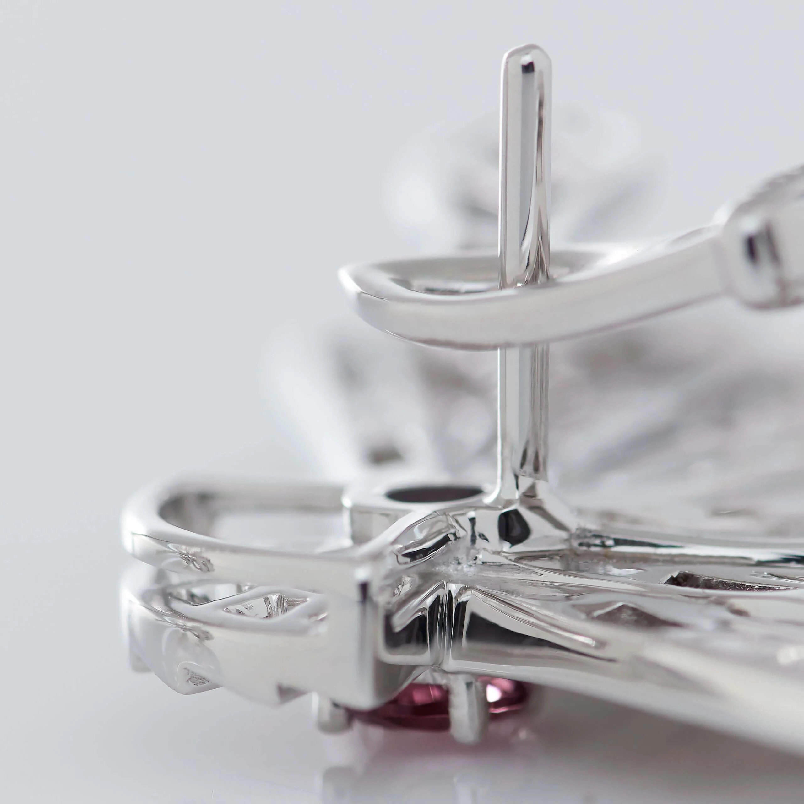 Fanfare Symphony Diamond and Pink Tourmaline Earrings | In 18ct White Gold with Pink Opal - Image 5