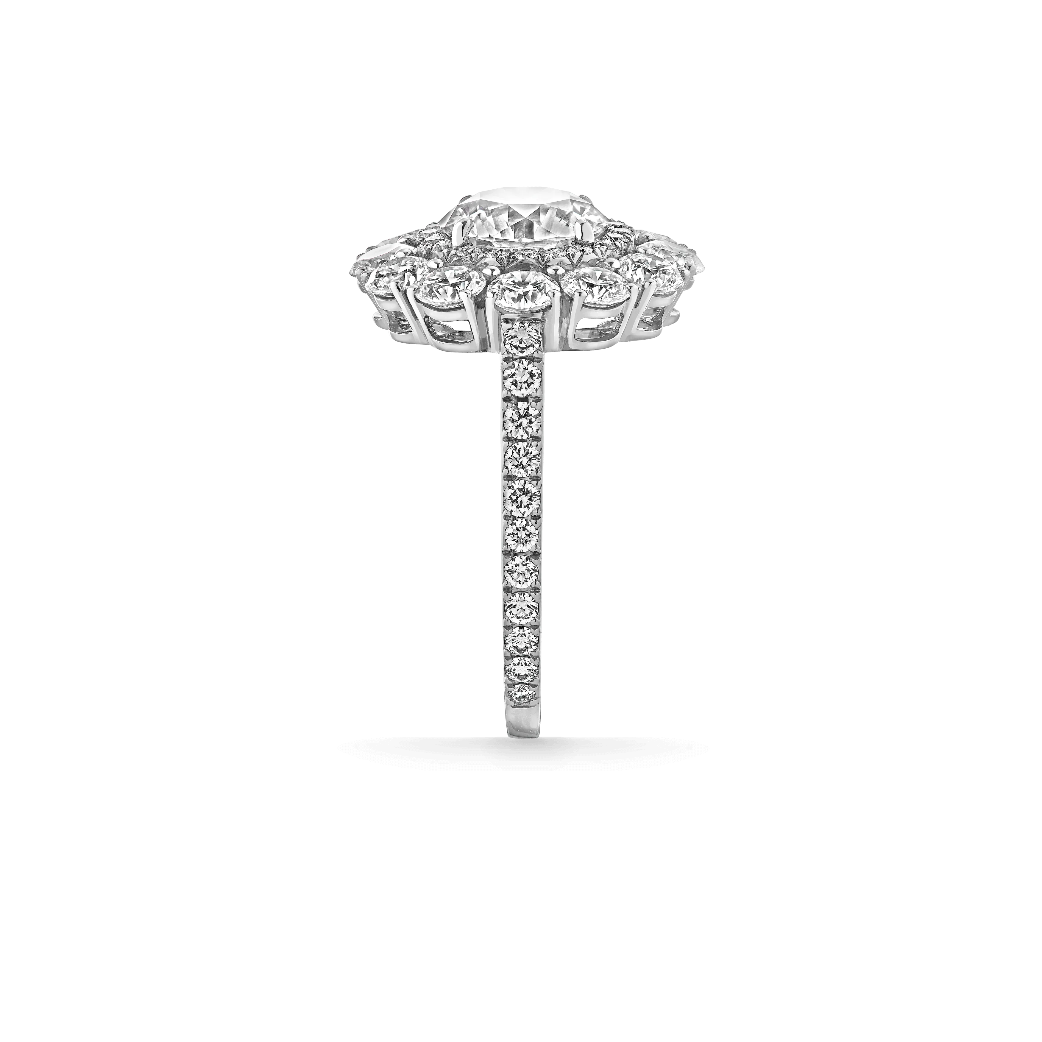 Harmony Round Brilliant Diamond Double Cluster Engagement Ring | In Platinum with Diamonds - Image 3