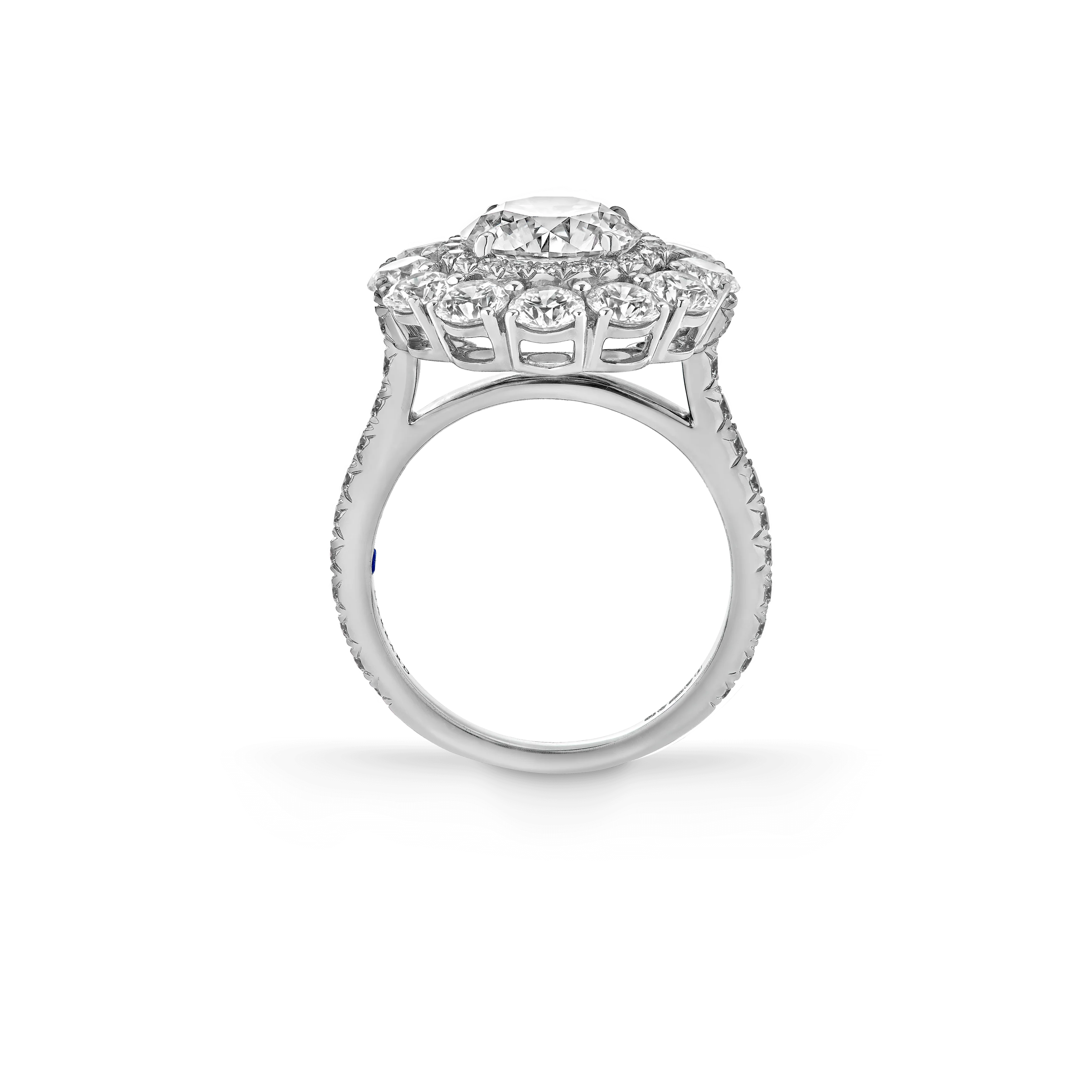 Harmony Round Brilliant Diamond Double Cluster Engagement Ring | In Platinum with Diamonds - Image 4