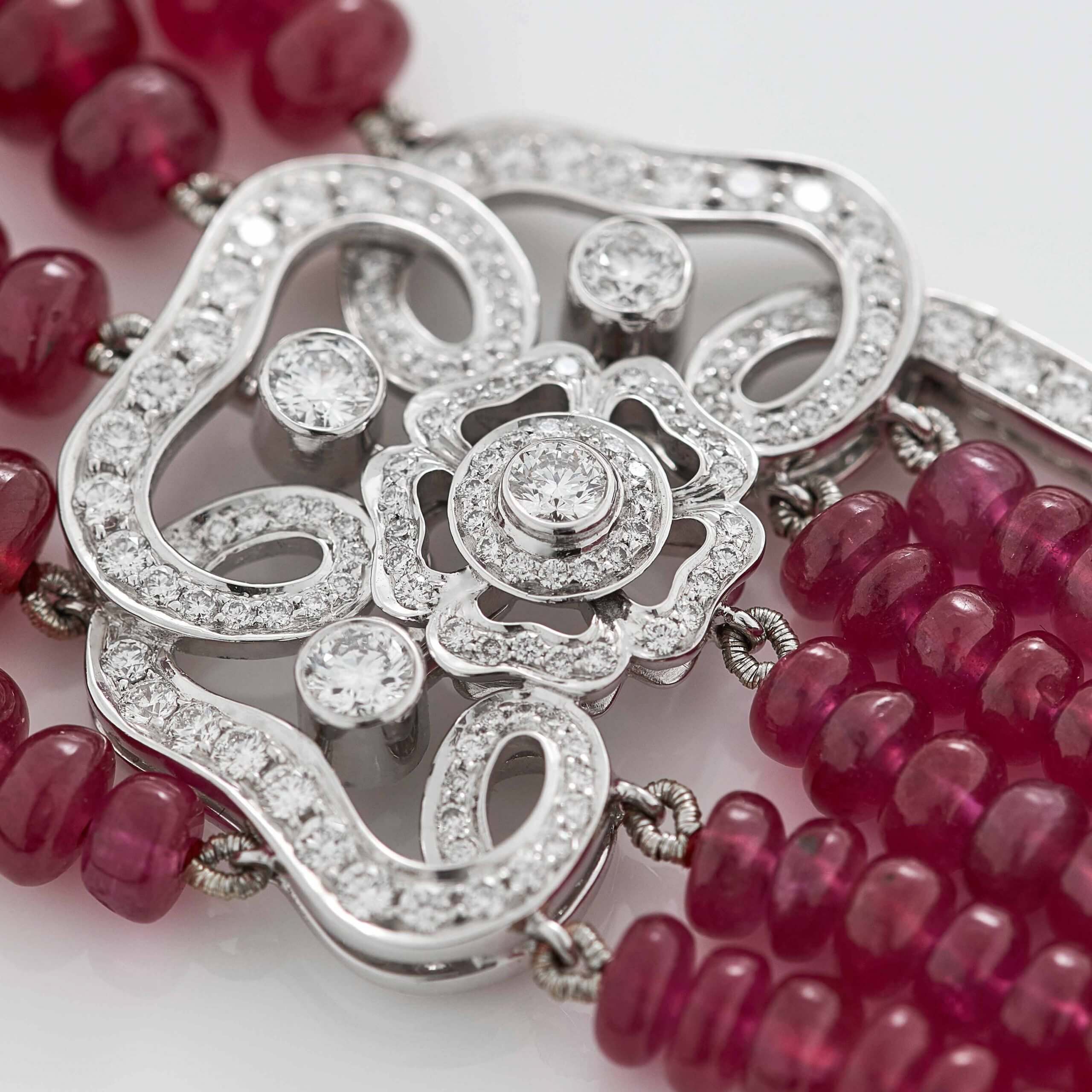 Red Rose High Jewellery Ruby and Diamond Necklace  | In 18ct White Gold - Image 3