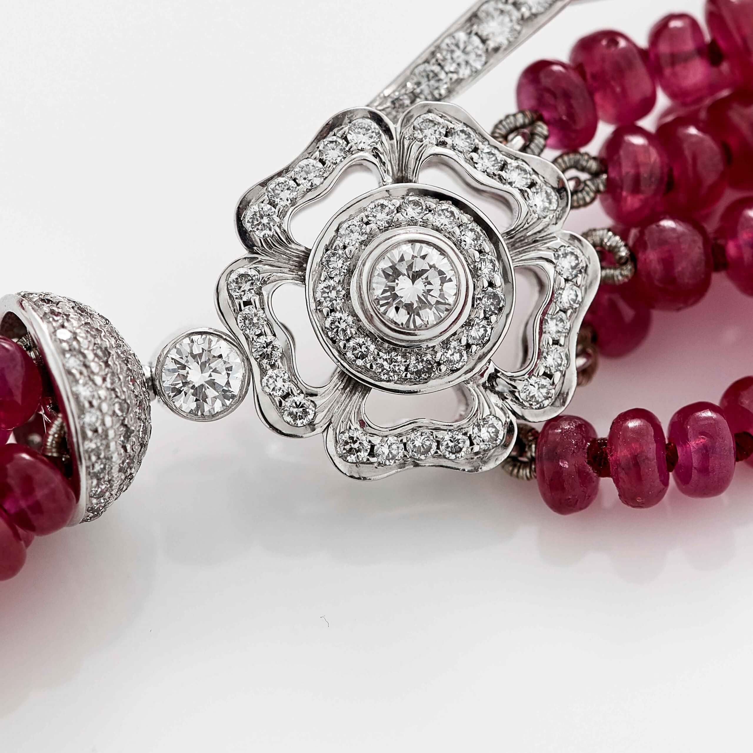 Red Rose High Jewellery Ruby and Diamond Necklace  | In 18ct White Gold - Image 4