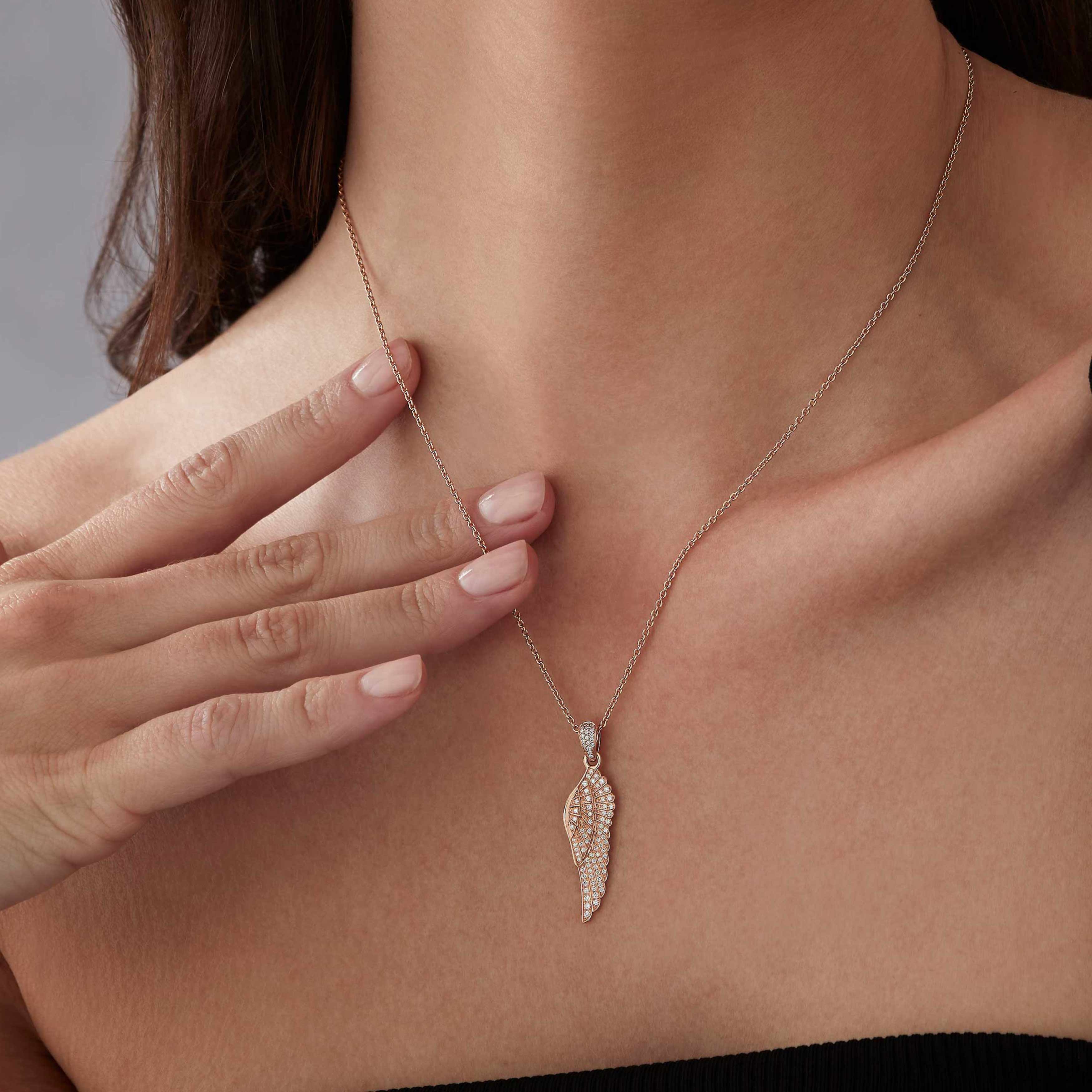 Wings Classic Mini Icons Diamond Pendant  | In 18ct Rose Gold - Image 3