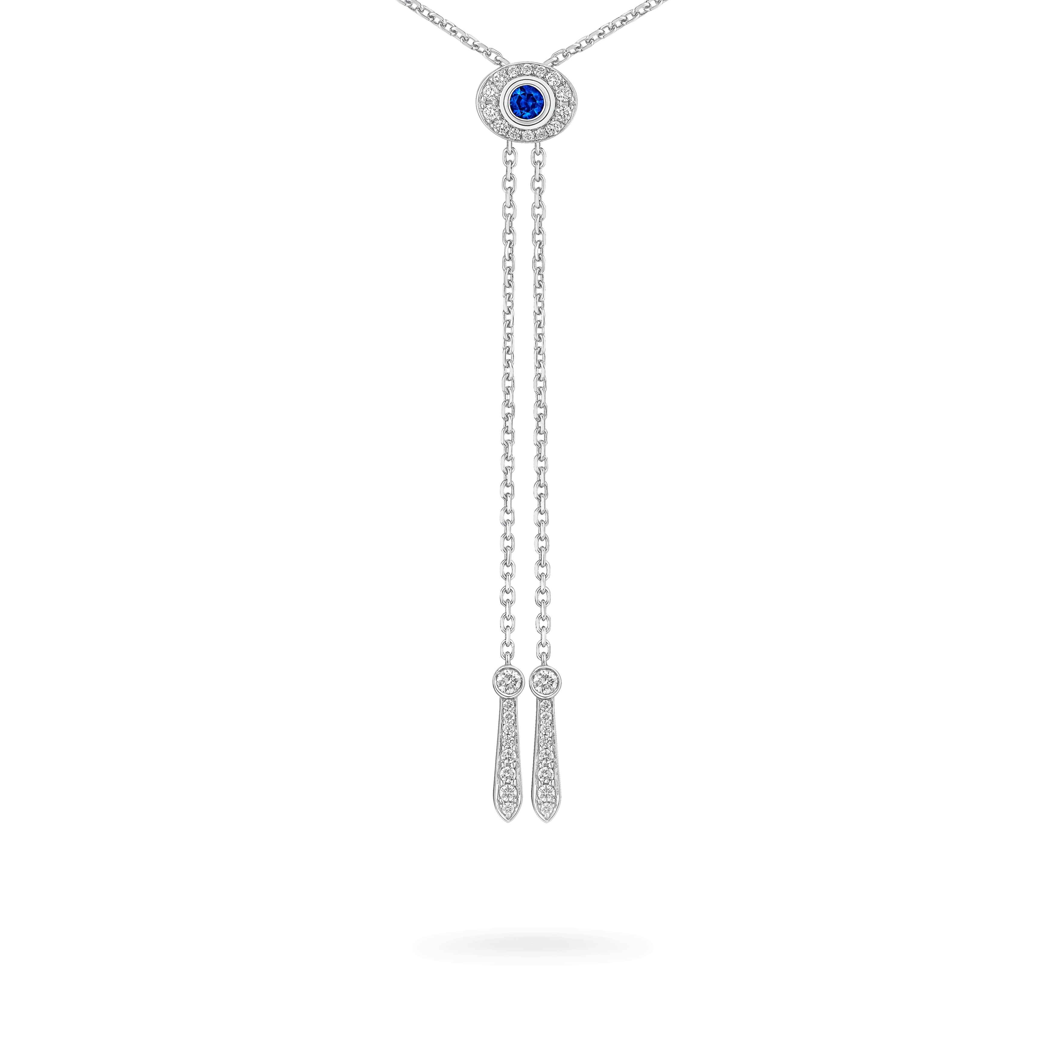 Wings Embrace Peacock Slider Pendant | In 18ct White Gold with Diamonds, Sapphires, Tsavorites and Aquamarines - Image 4
