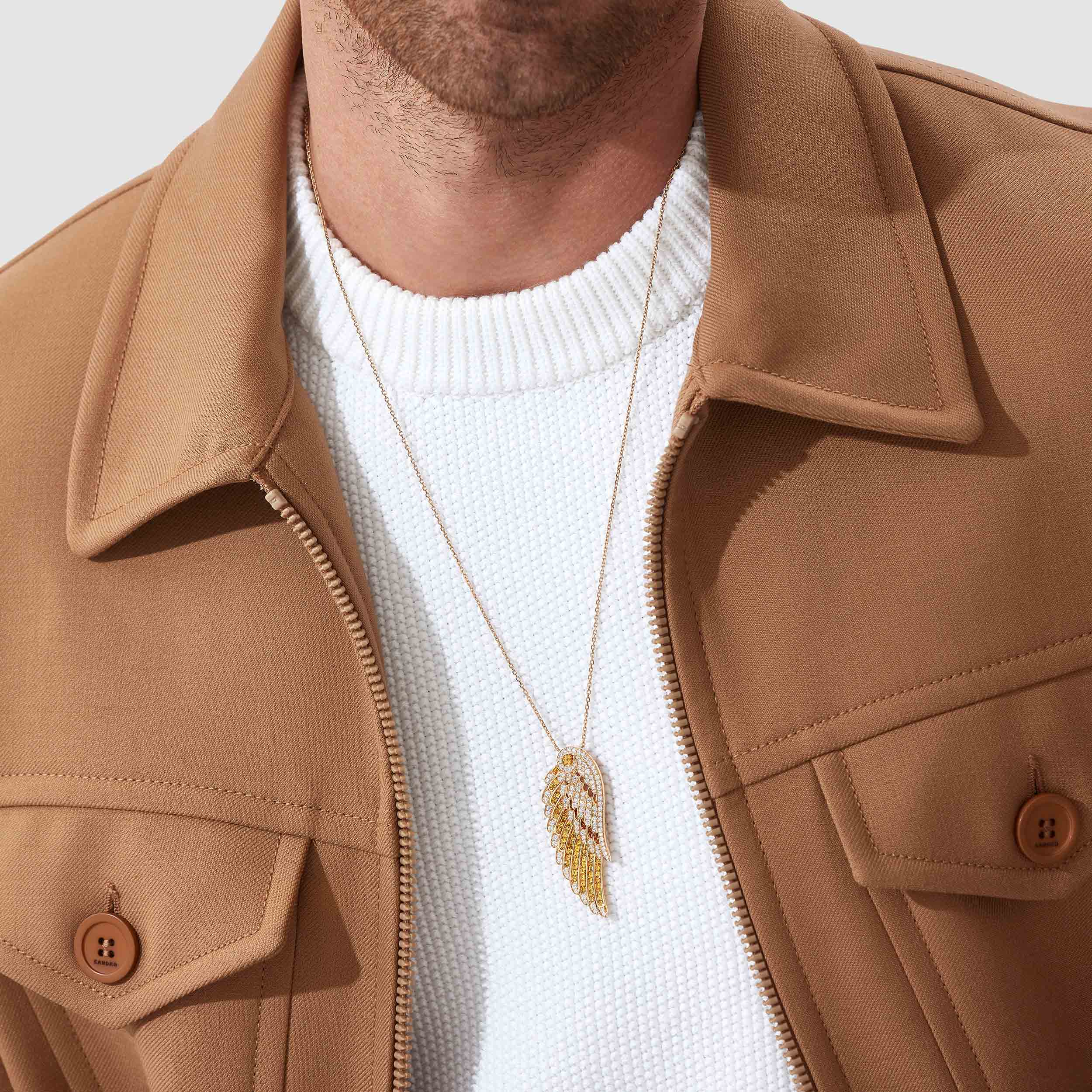 Wings Embrace Yellow Sapphire and Diamond Slider Pendant | In 18ct Yellow Gold - Image 3